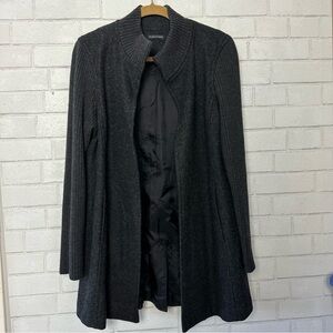 Eileen Fisher Charcoal Textured Coat Wool Blend Coat Medium M Black Shawl Collar